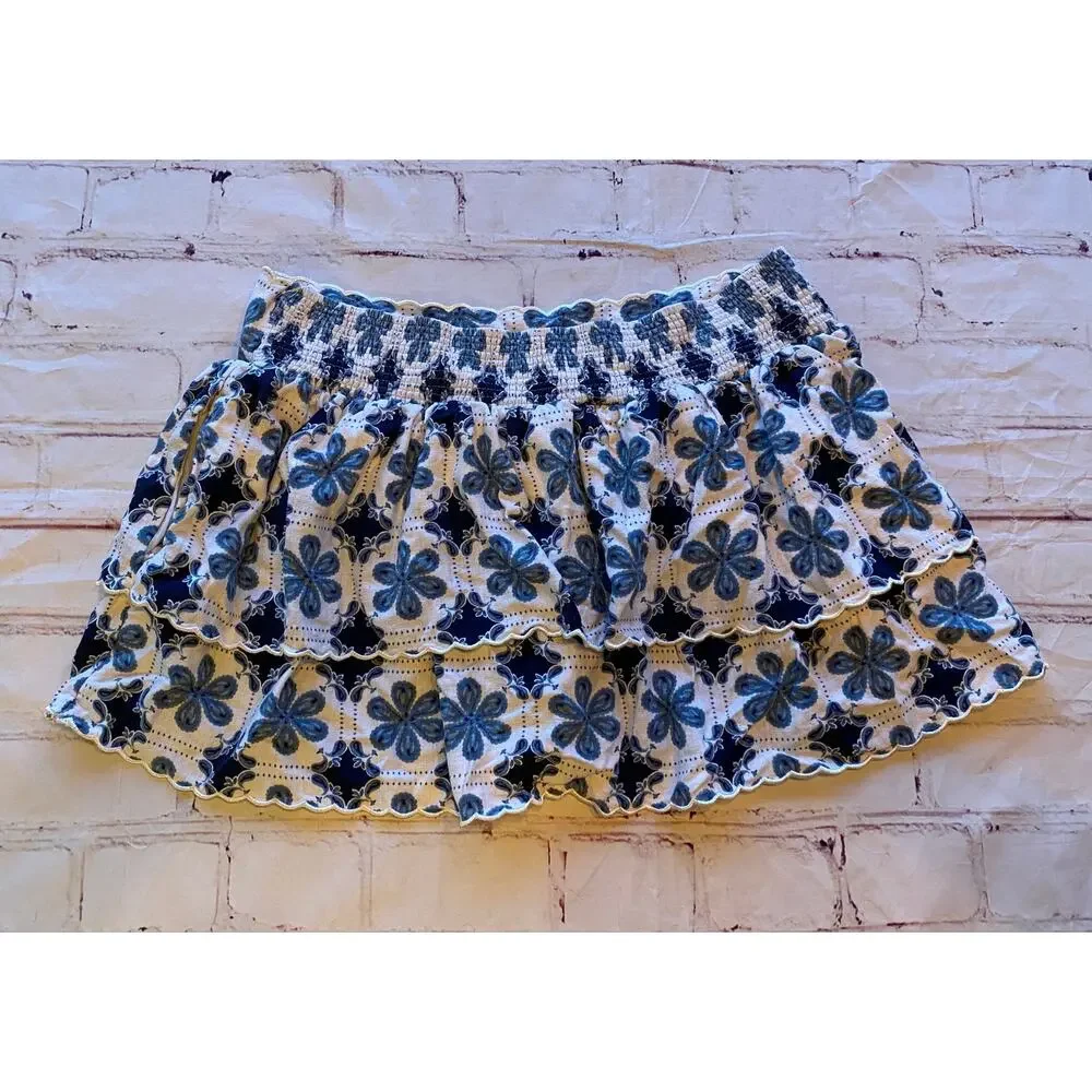 Agua Bendita x Target Blue Floral Tiered Ruffle Skort XL